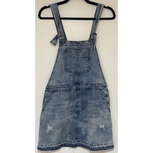Forever 21 Women’s Denim Blue Distressed Overall Skirt Size Small NWT